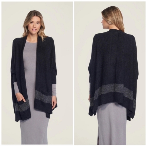 Barefoot Dreams CozyChic Lite Cliffside Brown Ribbed Knit Cardigan Sweater - Picture 2 of 9